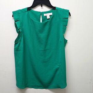 Monteau Los Angeles Green Flutter Sleeve Blouse / Top - Size L